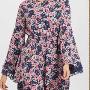 Altard State blue & pink lace floral dress size medium